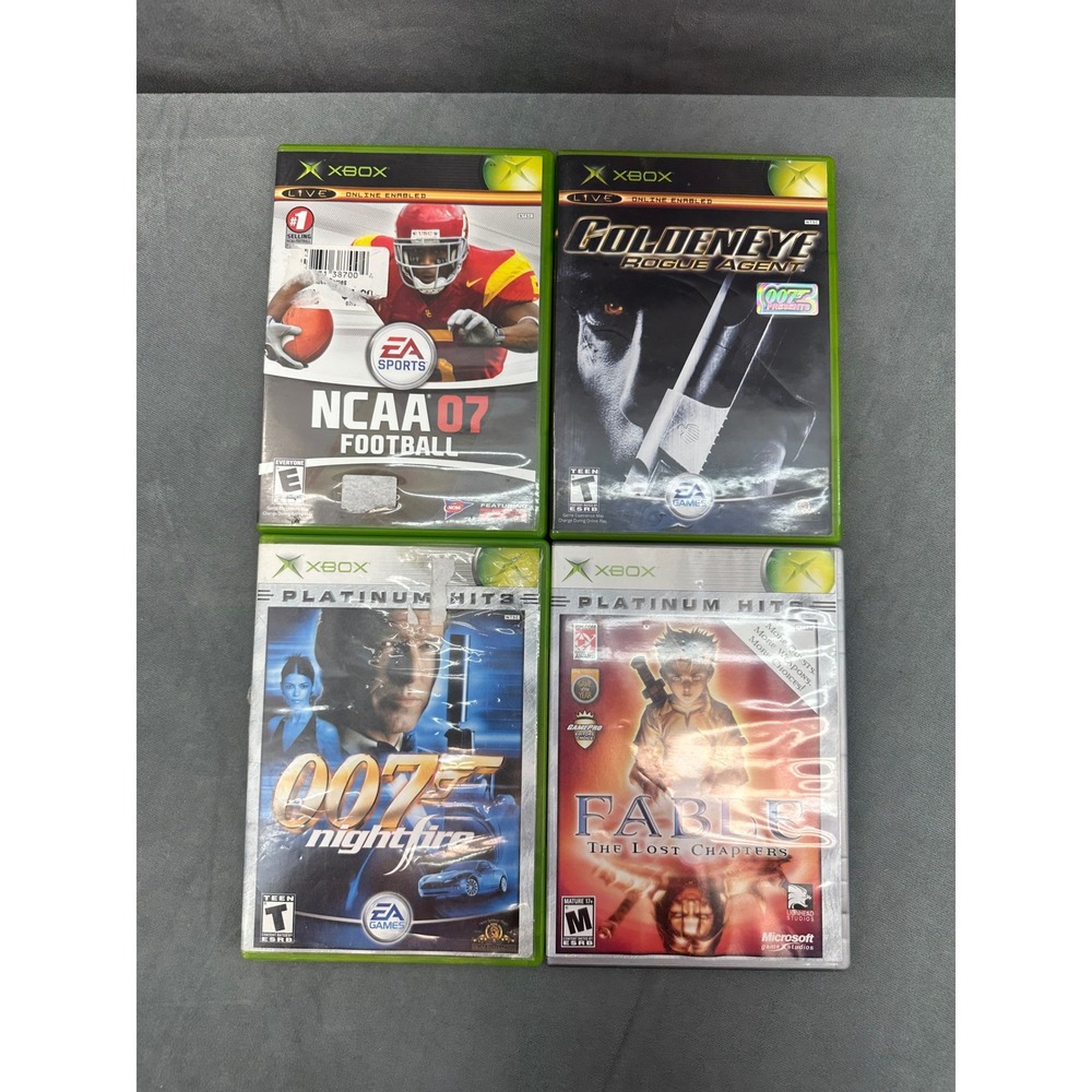 Microsoft Xbox Game Lot NCAA Football 07 GoldenEye 007 Nightfire Fable Bundle